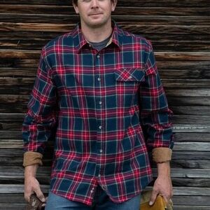 Legendary Whitetails Buck Camp Tartan Red Plaid Flannel Shirt Shacket Mens XLT